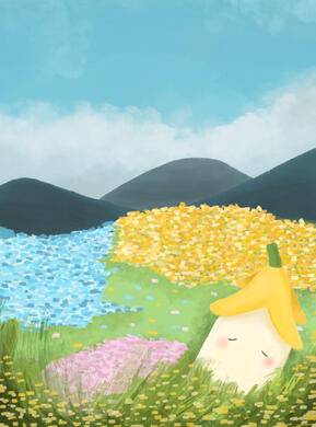 resting among the flowers